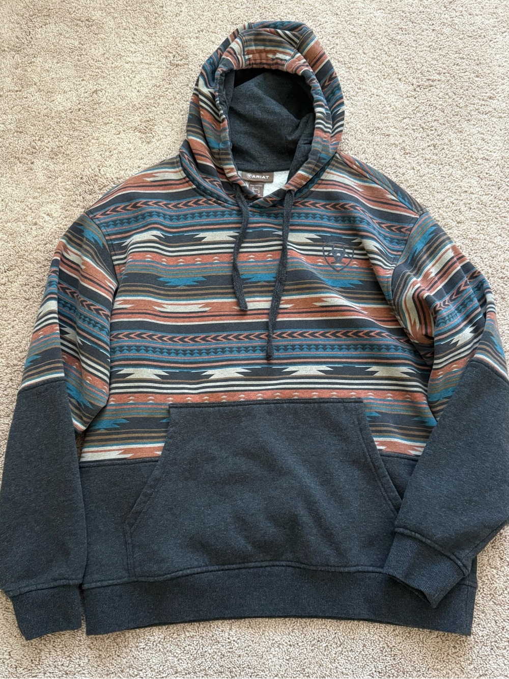Ariat Men’s Color Block Hoodie in Rust Serape —Large